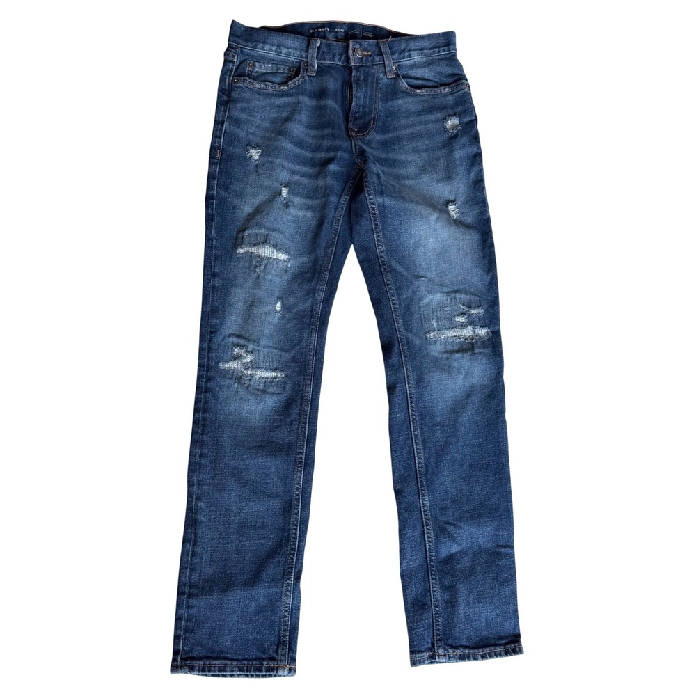 Old Navy Slim Built-In Flex Distressed Jeans Blue Rugged Streetwear Edgy 28x30